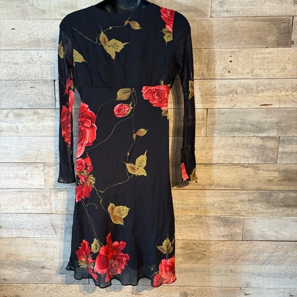 Vintage Mica women’s retro 90’s black floral pullover midi  dress in size 14‎ - Picture 2 of 9